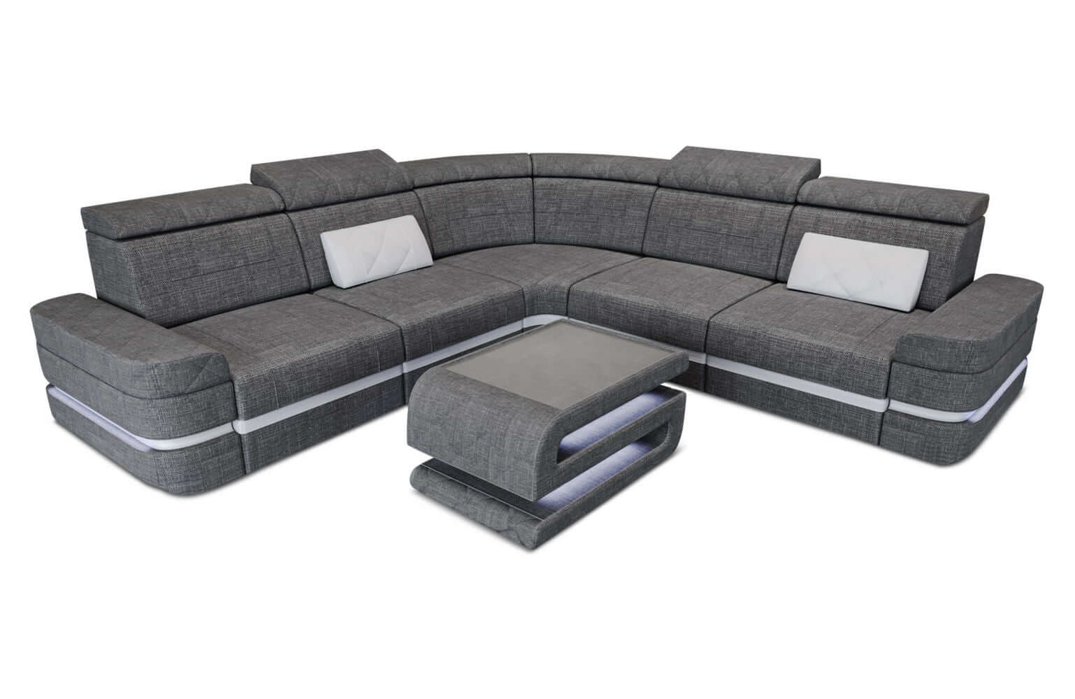 Stoffsofa Positano L-Form – Modern & Komfortabel Grau-Weiß