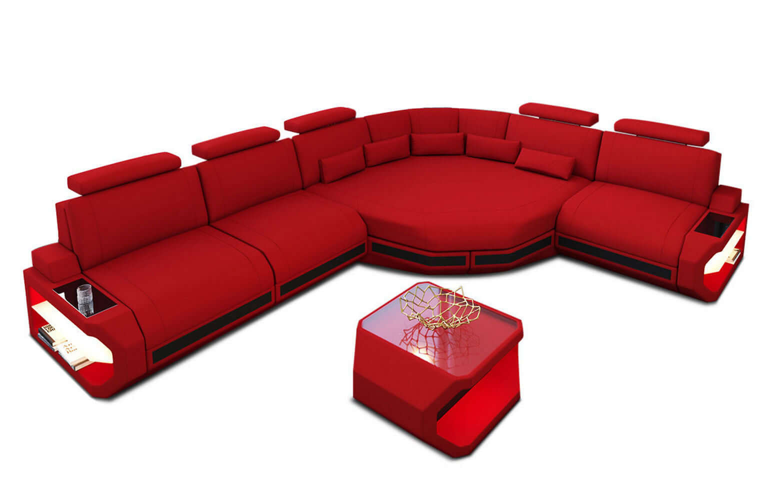 Stoffsofa Asti L-Form – Komfort & Stil Rot-Schwarz