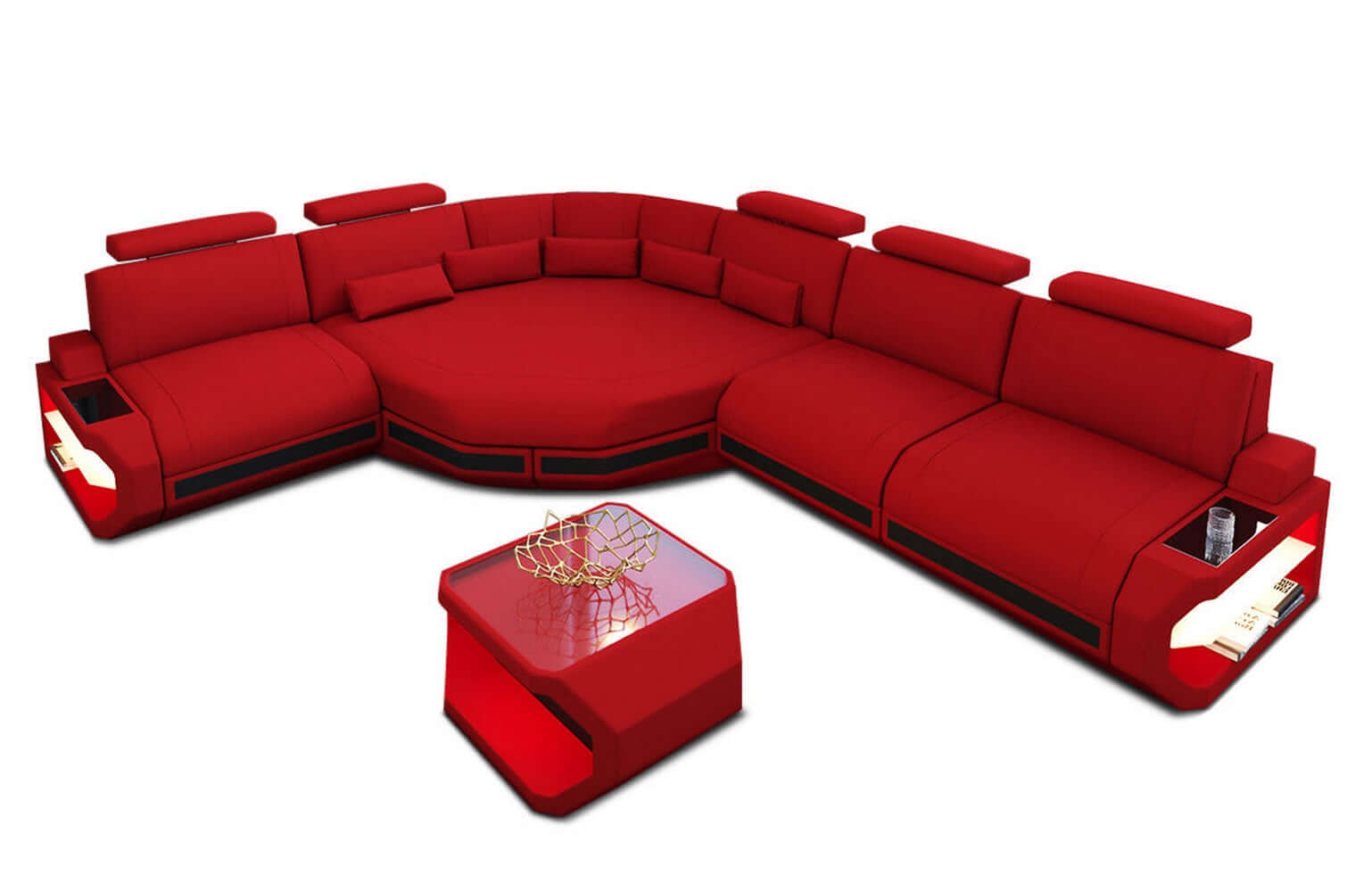 Stoffsofa Asti L-Form – Komfort & Stil Rot-Schwarz