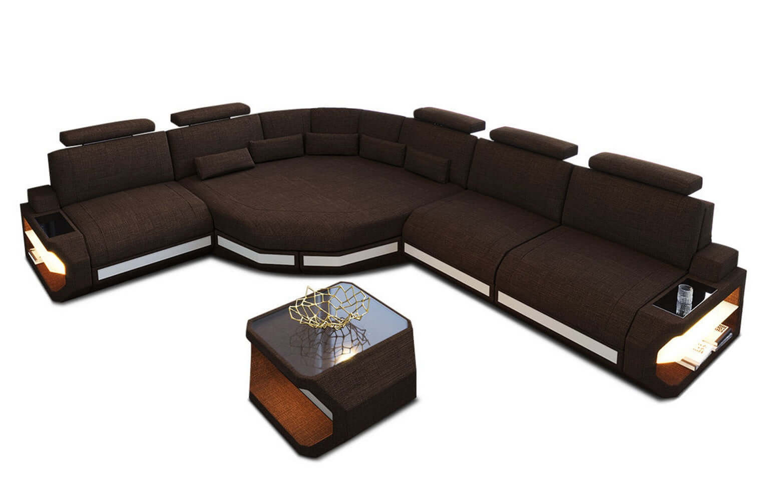 Stoffsofa Asti L-Form – Komfort & Stil Braun-Weiß