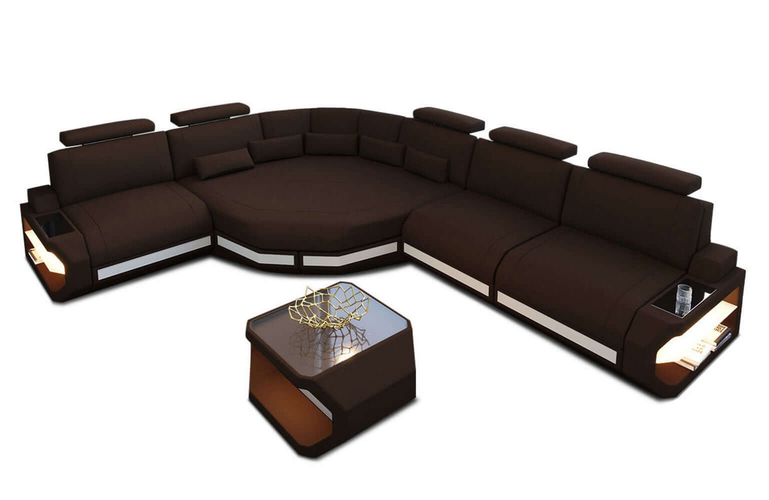 Stoffsofa Asti L-Form – Komfort & Stil Dunkelbraun-Weiß