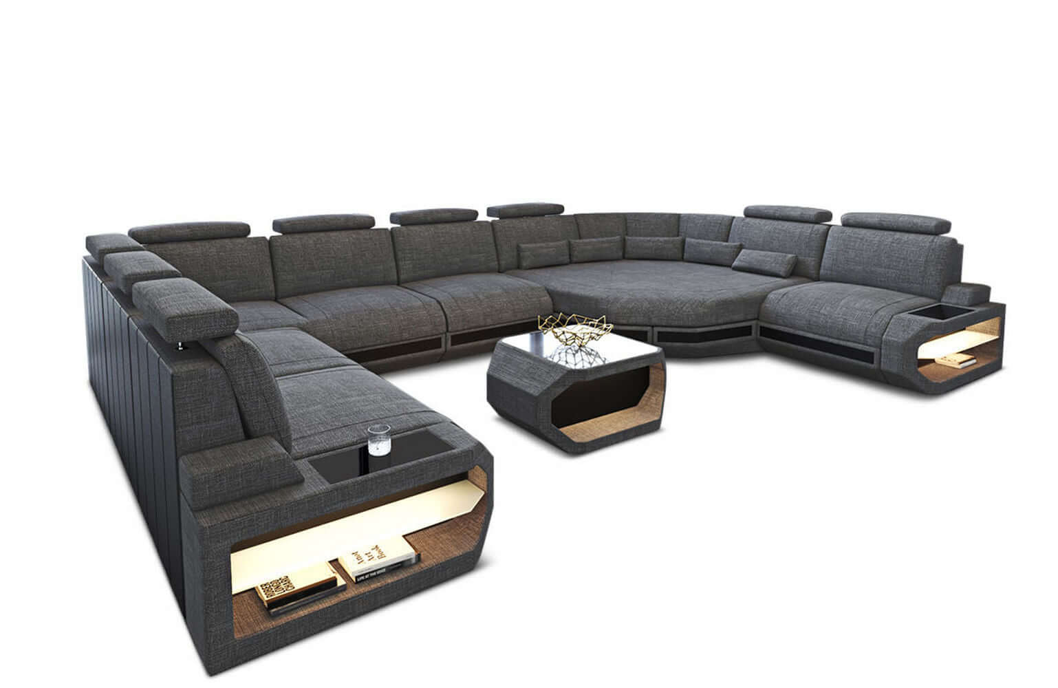 Polster Wohnlandschaft Asti U Form – Komfort und Stil Grau-Schwarz