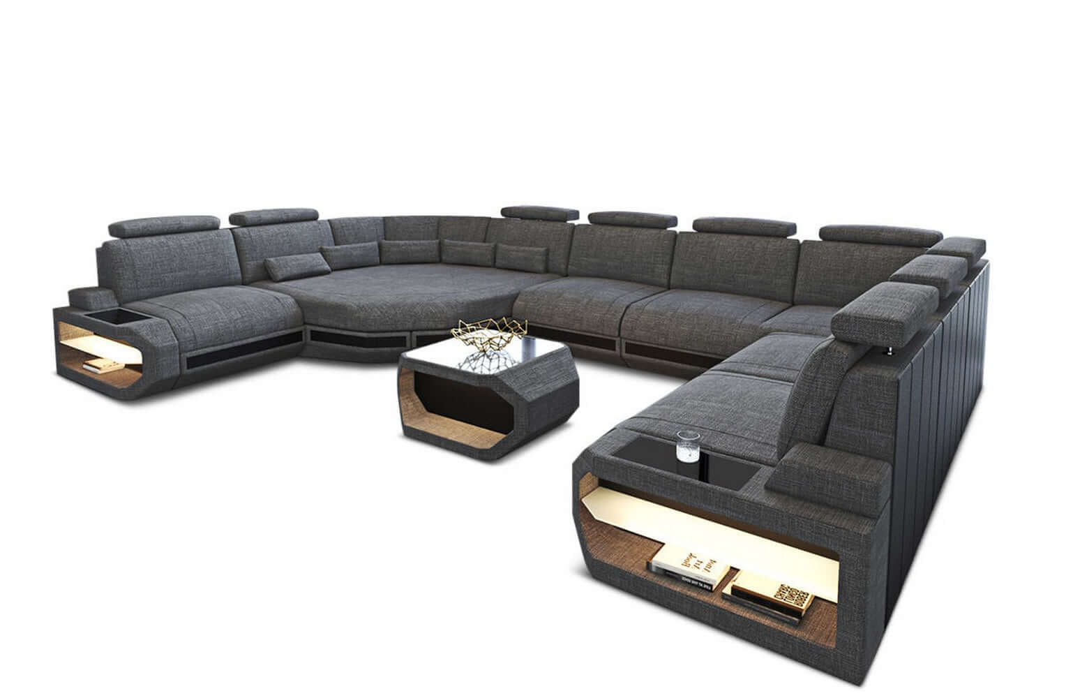 Polster Wohnlandschaft Asti U Form – Komfort und Stil Grau-Schwarz
