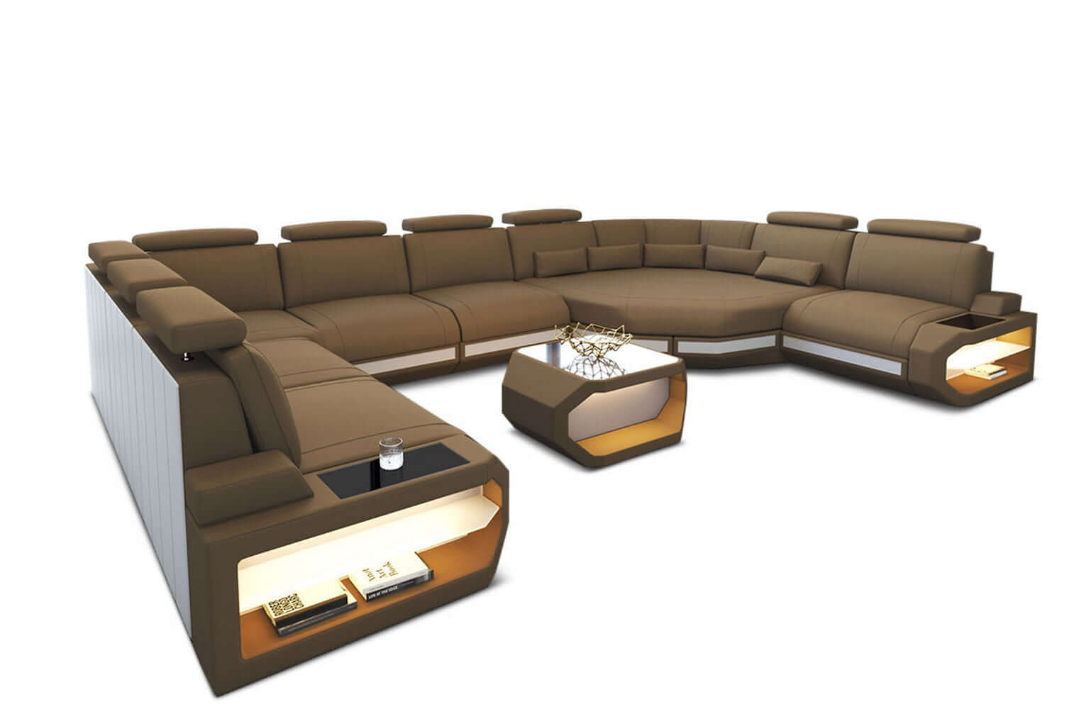 Polster Wohnlandschaft Asti U Form – Komfort und Stil Cappuccino-Weiß