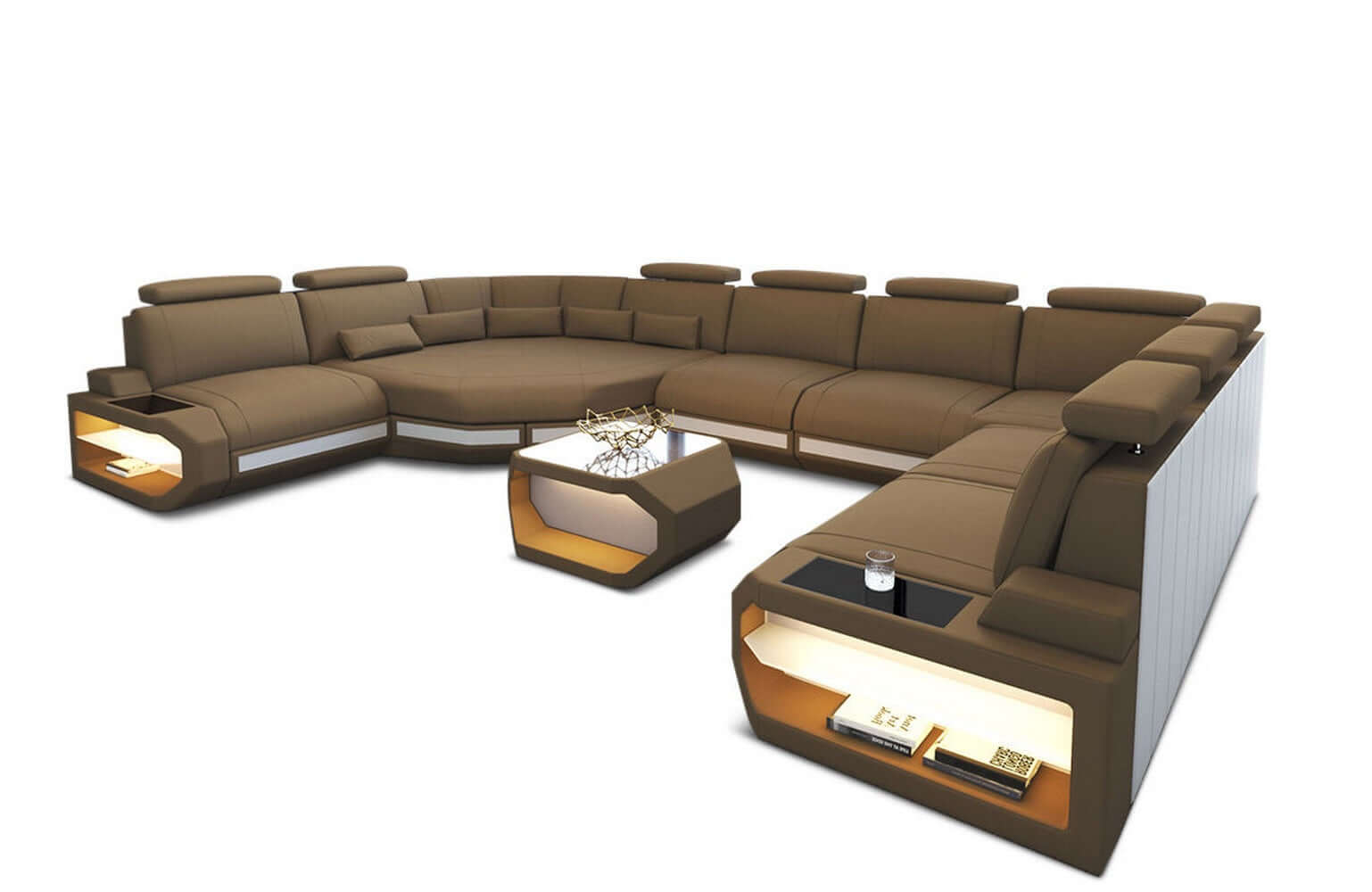 Polster Wohnlandschaft Asti U Form – Komfort und Stil Cappuccino-Weiß