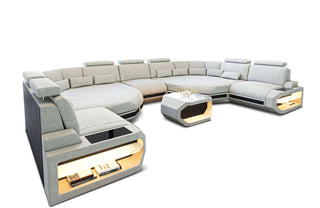 Stoff Wohnlandschaft Asti XXL – Komfort & Design in Strukturstoff und der Farbe Elfenbein und Schwarz - Bild 2