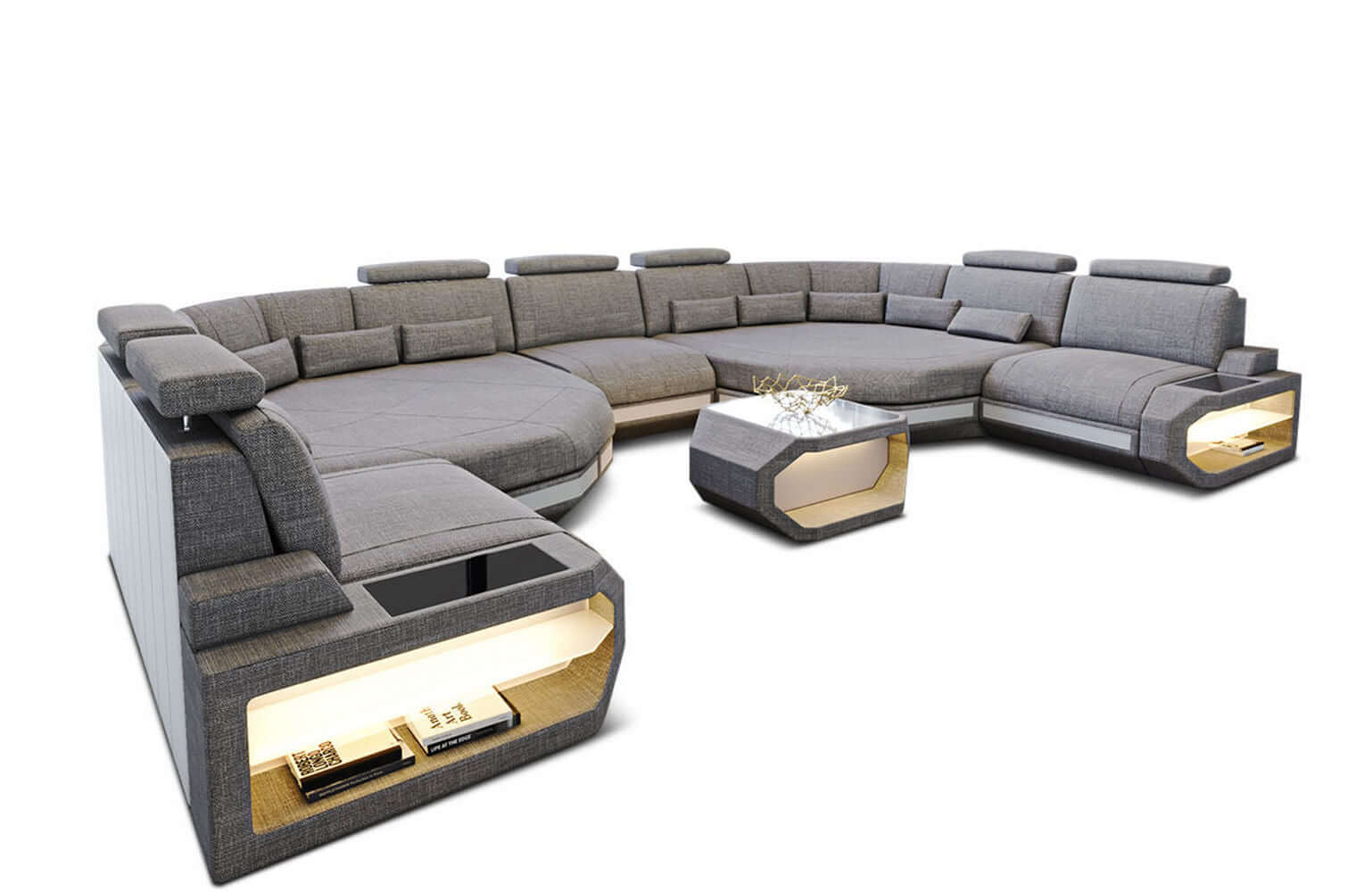 Stoff Wohnlandschaft Asti XXL – Komfort & Design Macchiato-Weiß
