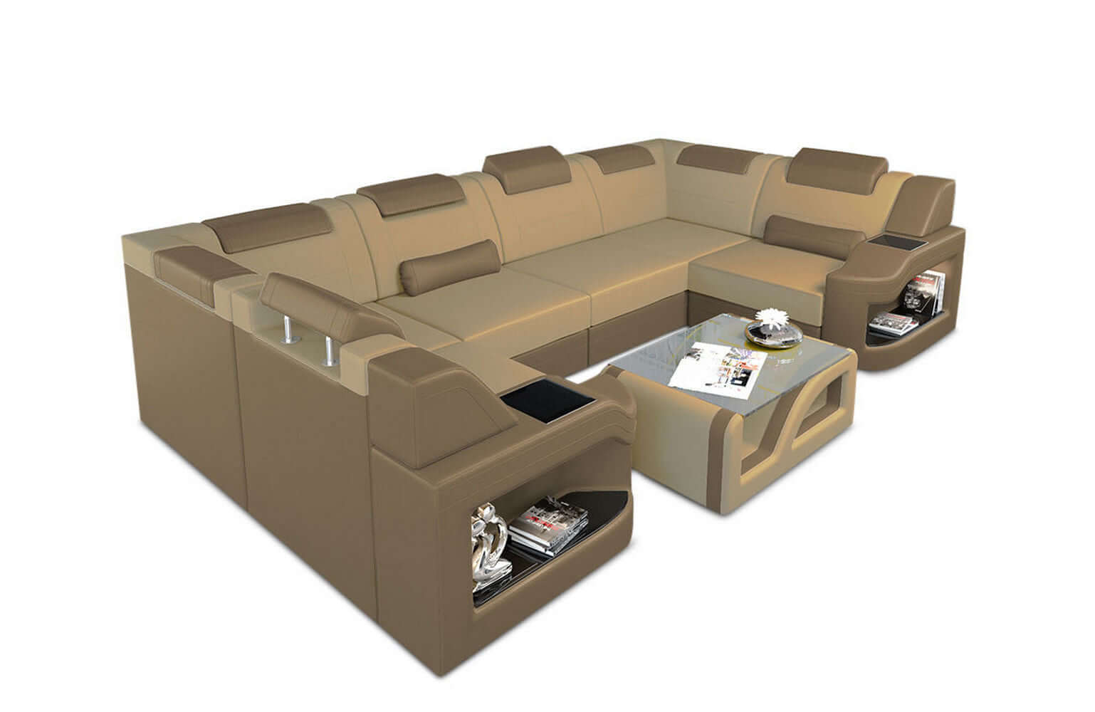 Couchlandschaft Padua U-Form in Stoff Beige-Sandbeige