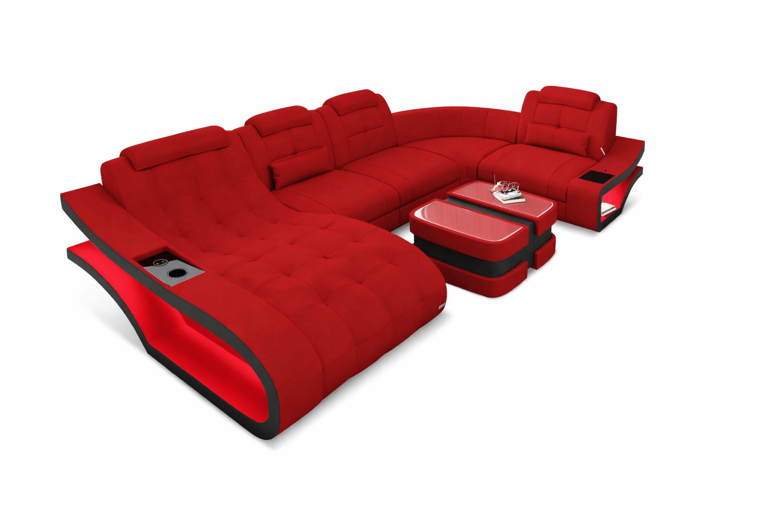 Polster Wohnlandschaft Elegante – Komfort & Stil Rot-Schwarz