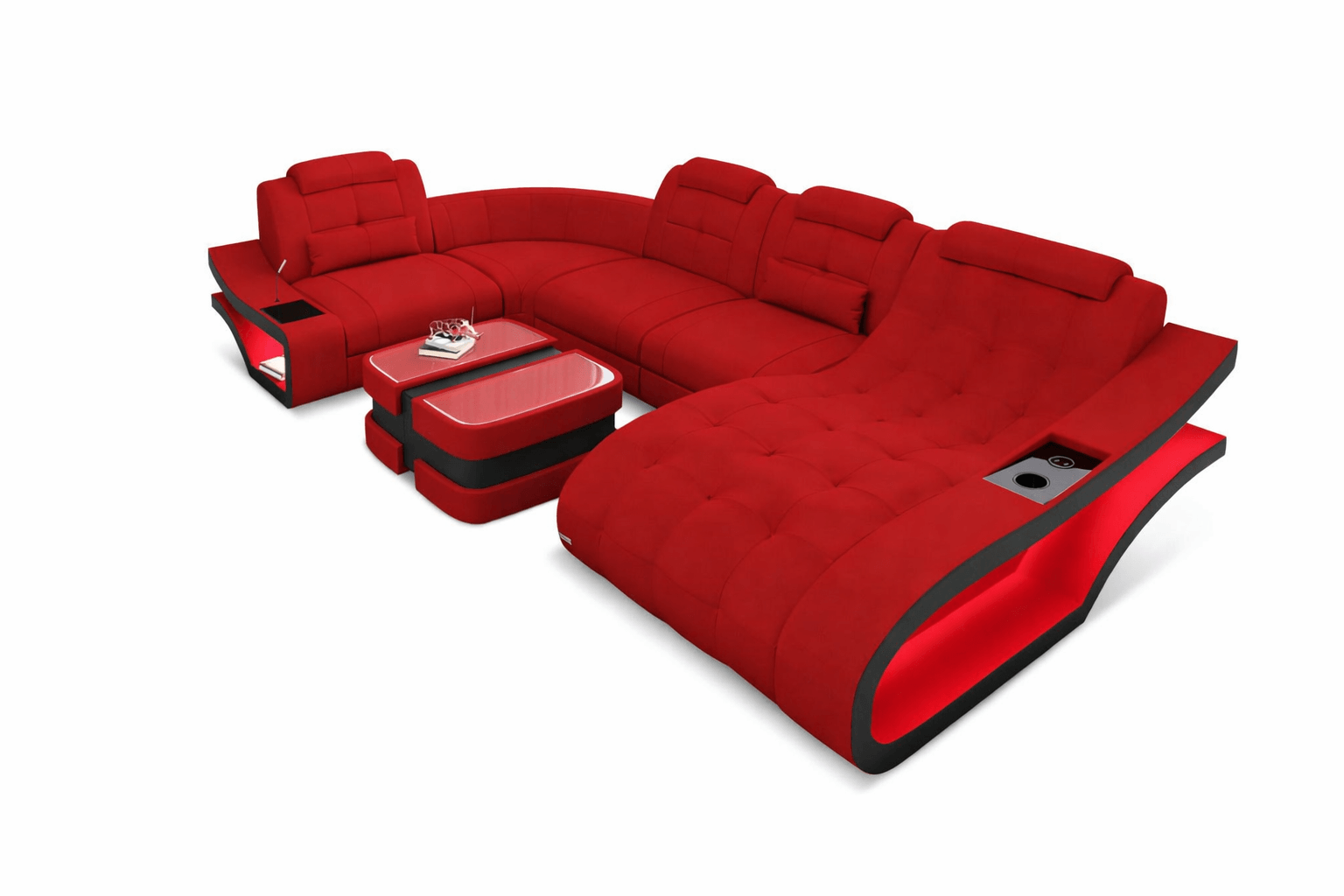 Polster Wohnlandschaft Elegante – Komfort & Stil Rot-Schwarz