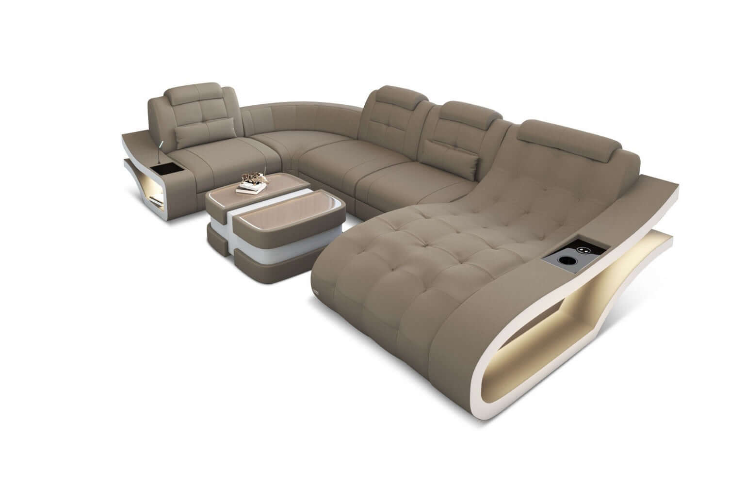 Polster Wohnlandschaft Elegante – Komfort & Stil Taupe-Weiß