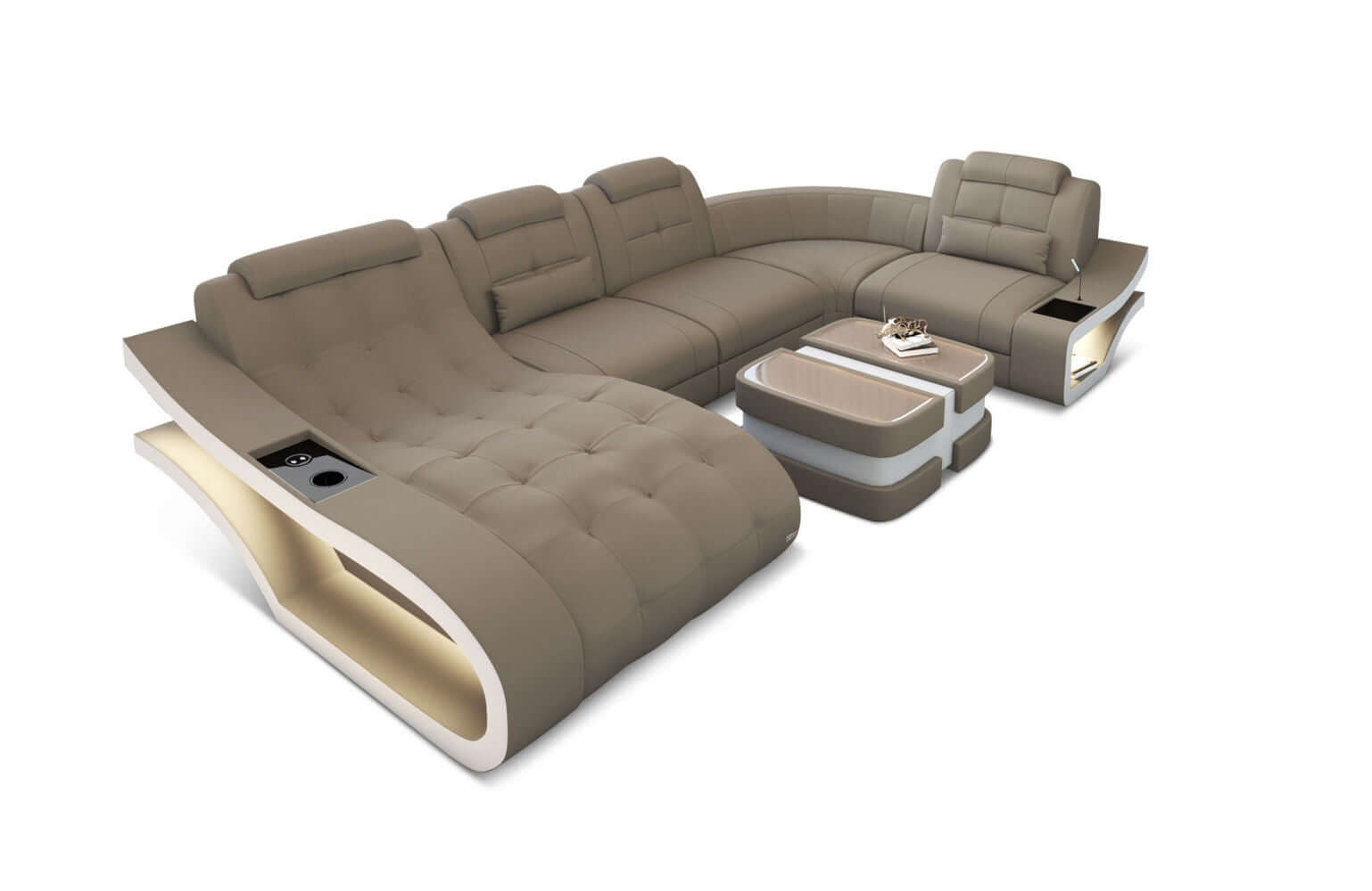 Polster Wohnlandschaft Elegante – Komfort & Stil Taupe-Weiß
