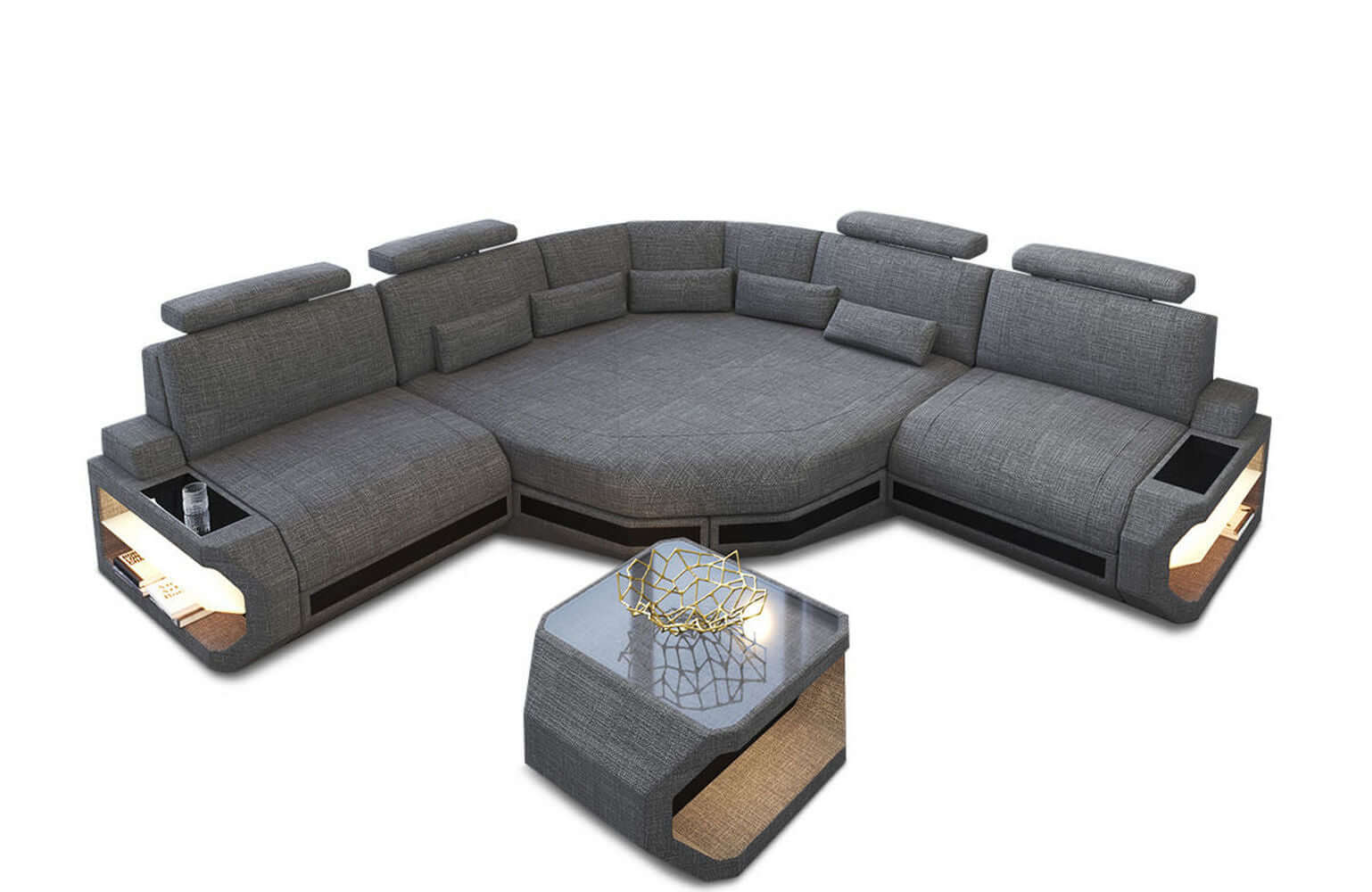 Mini Stoff Ecksofa Asti L Form grau-schwarz