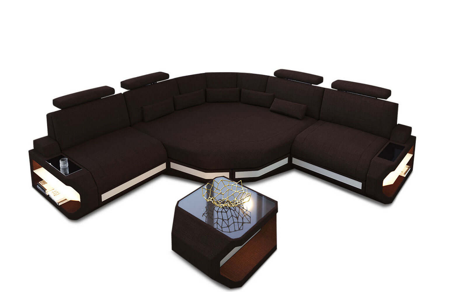 Mini Stoff Ecksofa Asti L Form graubraun-weiß
