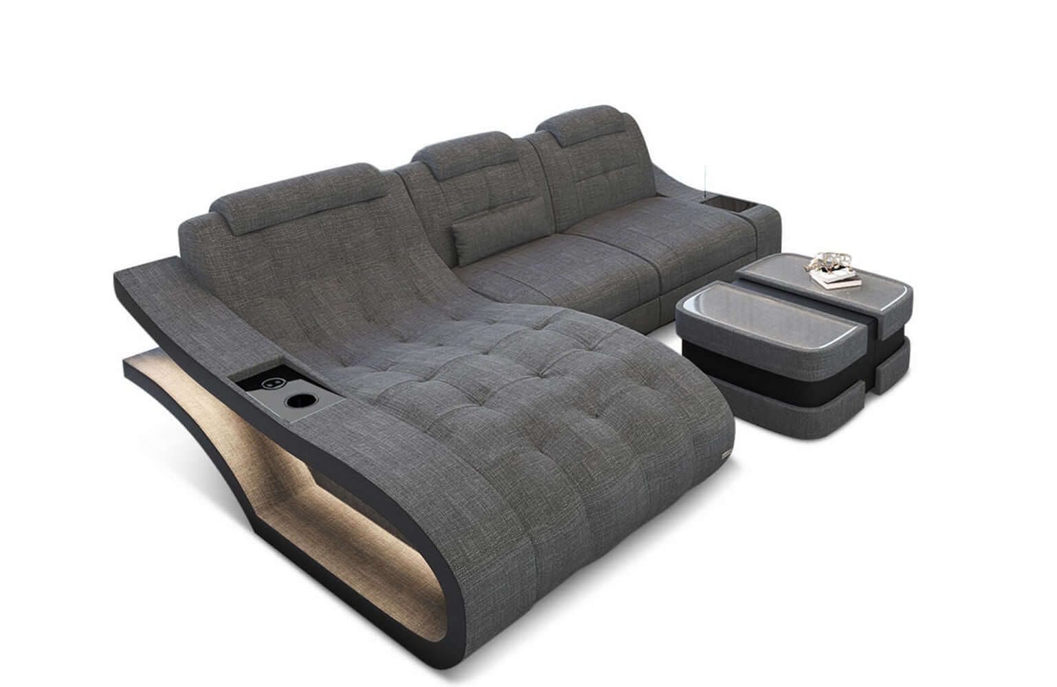 Ecksofa Elegante – Stoff & Komfort Grau-Schwarz