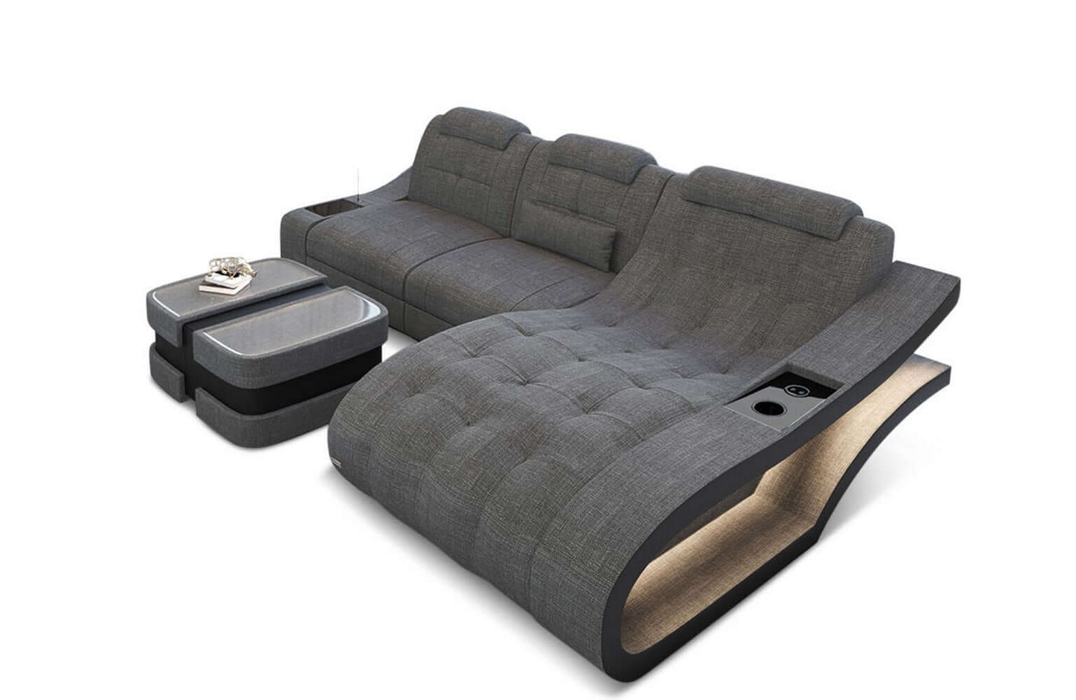 Ecksofa Elegante – Stoff & Komfort Grau-Schwarz