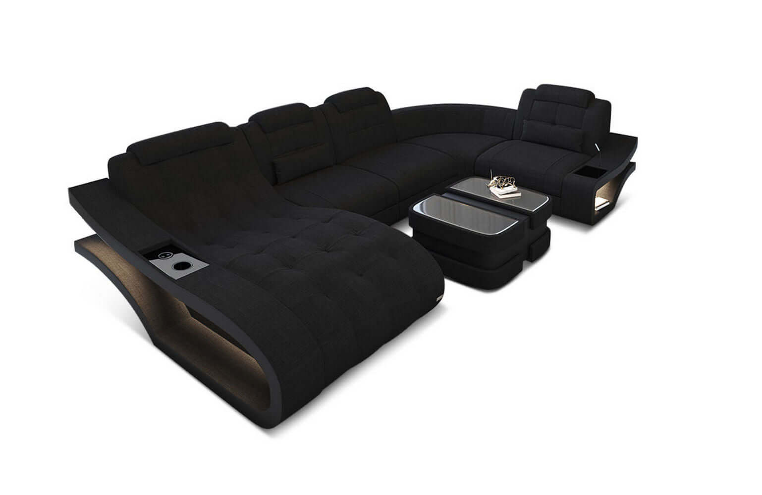 Polster Wohnlandschaft Elegante – Komfort & Stil Schwarz-Schwarz