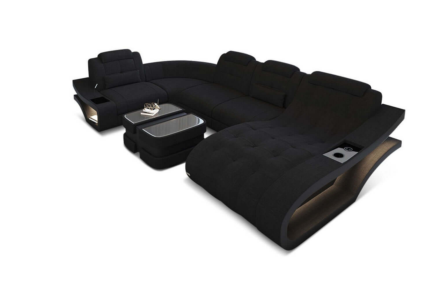 Polster Wohnlandschaft Elegante – Komfort & Stil Schwarz-Schwarz