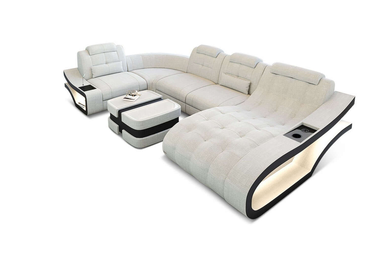 Polster Wohnlandschaft Elegante – Komfort & Stil Elfenbein-Schwarz