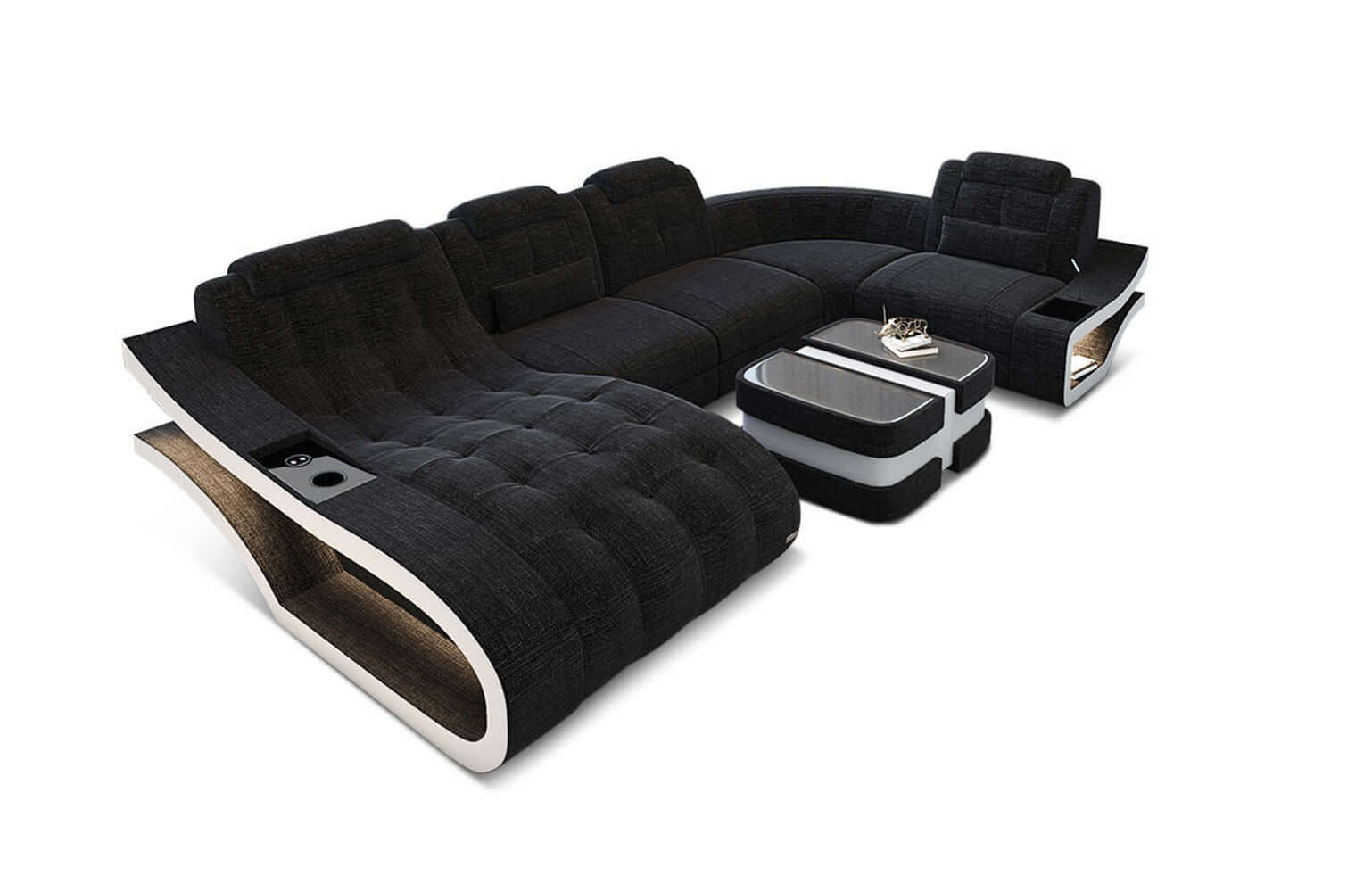 Polster Wohnlandschaft Elegante – Komfort & Stil Schwarzgrau-Weiß