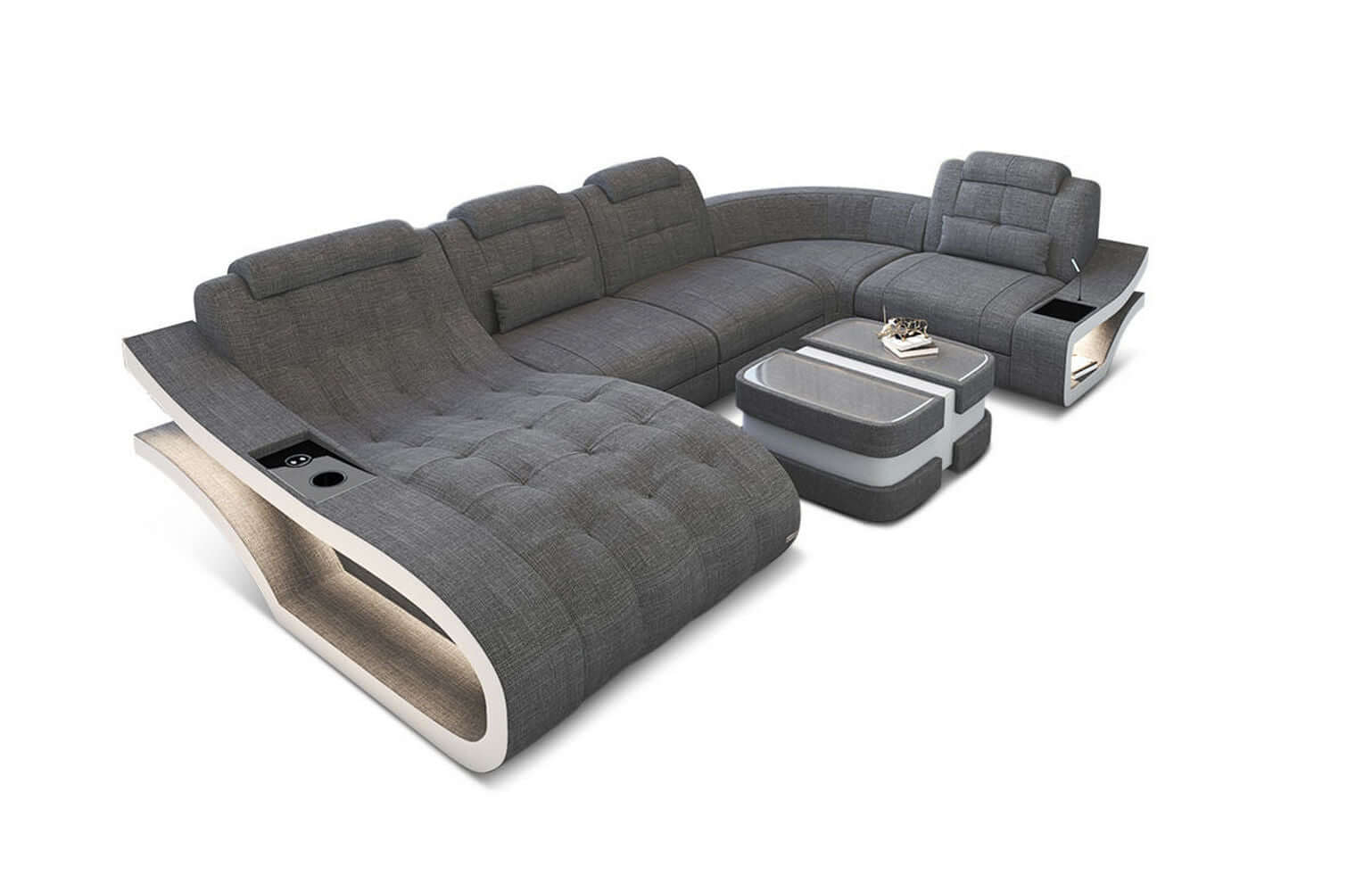Polster Wohnlandschaft Elegante – Komfort & Stil Grau-Weiß