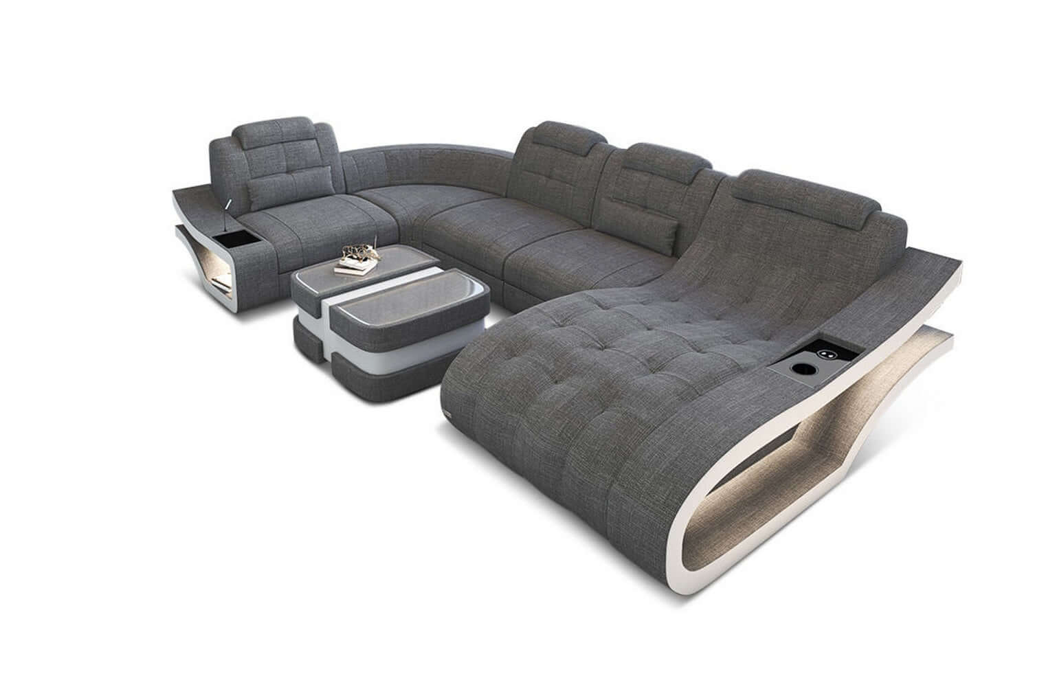 Polster Wohnlandschaft Elegante – Komfort & Stil Grau-Weiß