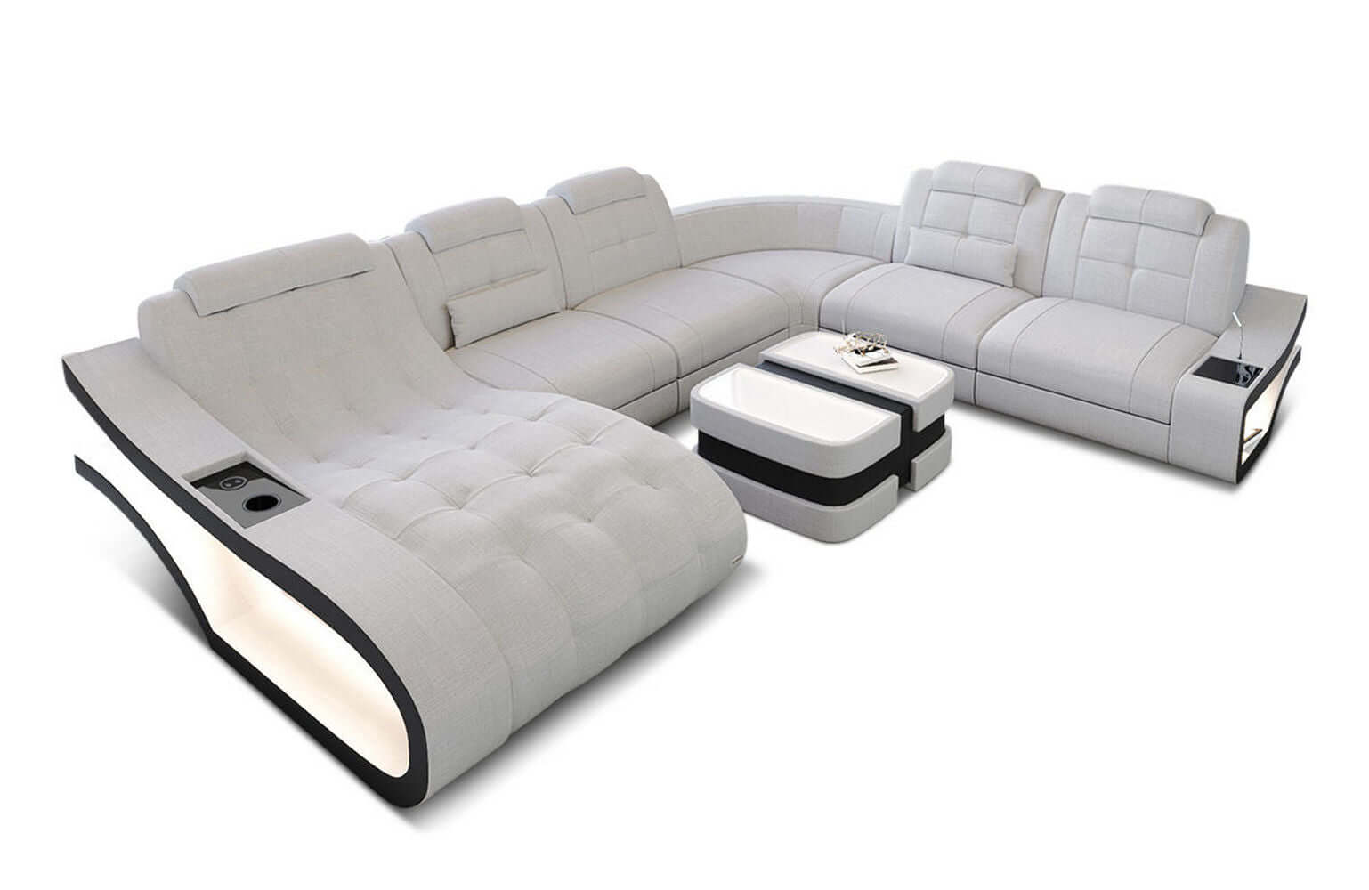 Stoff Wohnlandschaft Elegante XXL – Komfort Macchiato-Schwarz