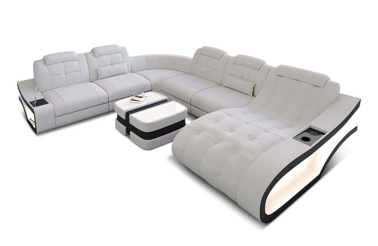 Stoff Wohnlandschaft Elegante XXL – Komfort Macchiato-Schwarz