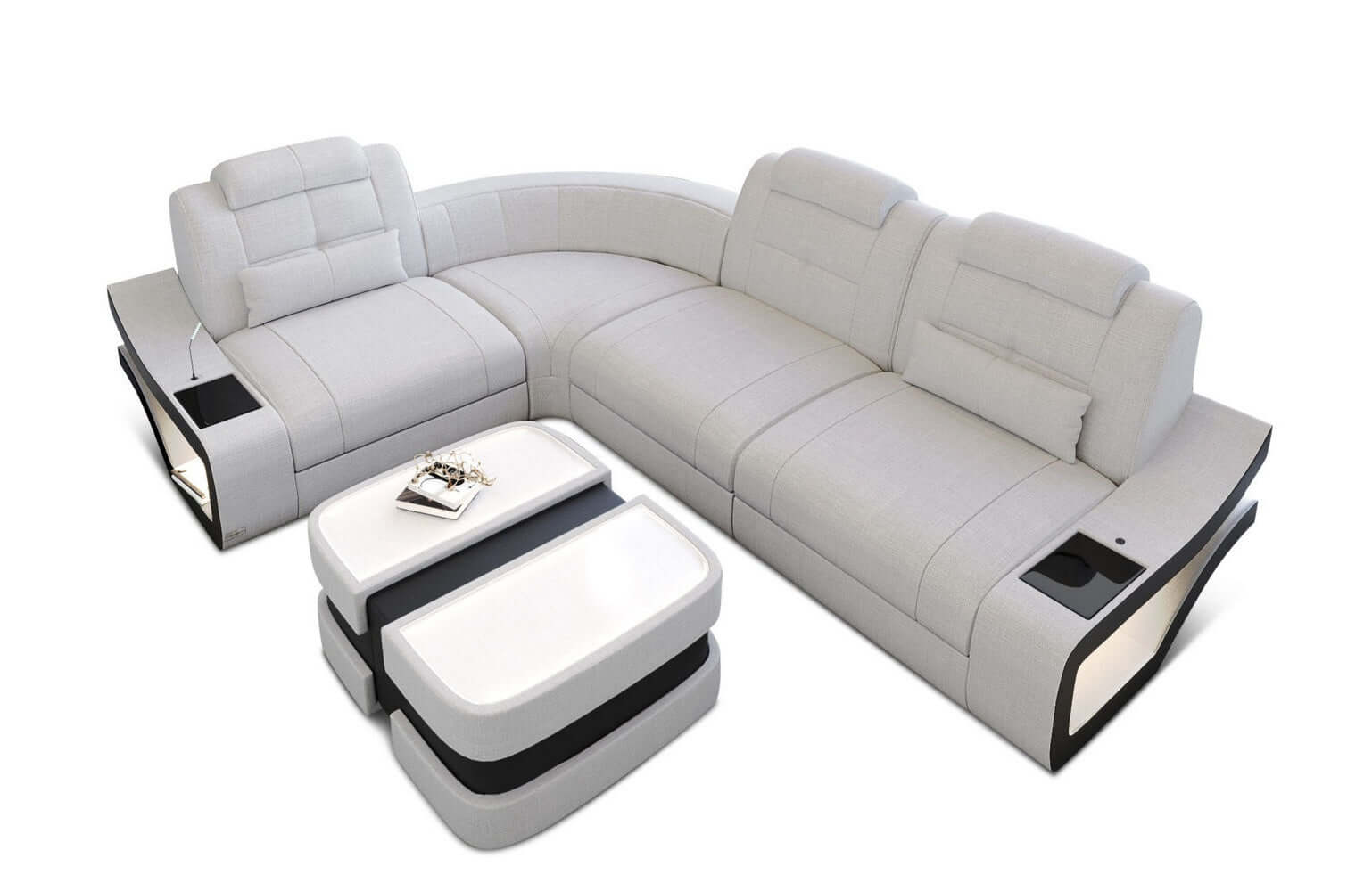 Ecksofa Elena Stoff – Modern & Komfortabel Macchiato-Schwarz