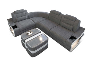 Ecksofa Elena Stoff – Modern & Komfortabel in Strukturstoff und der Farbe Grau und Weiß - Ausrichtung links