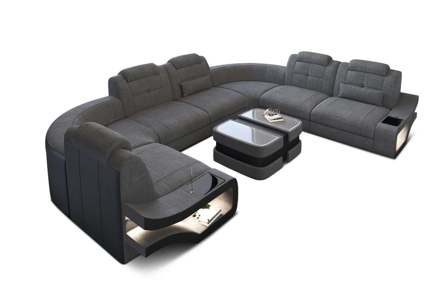 Polster-Wohnlandschaft Elena – Komfort & Stil Grau-Schwarz
