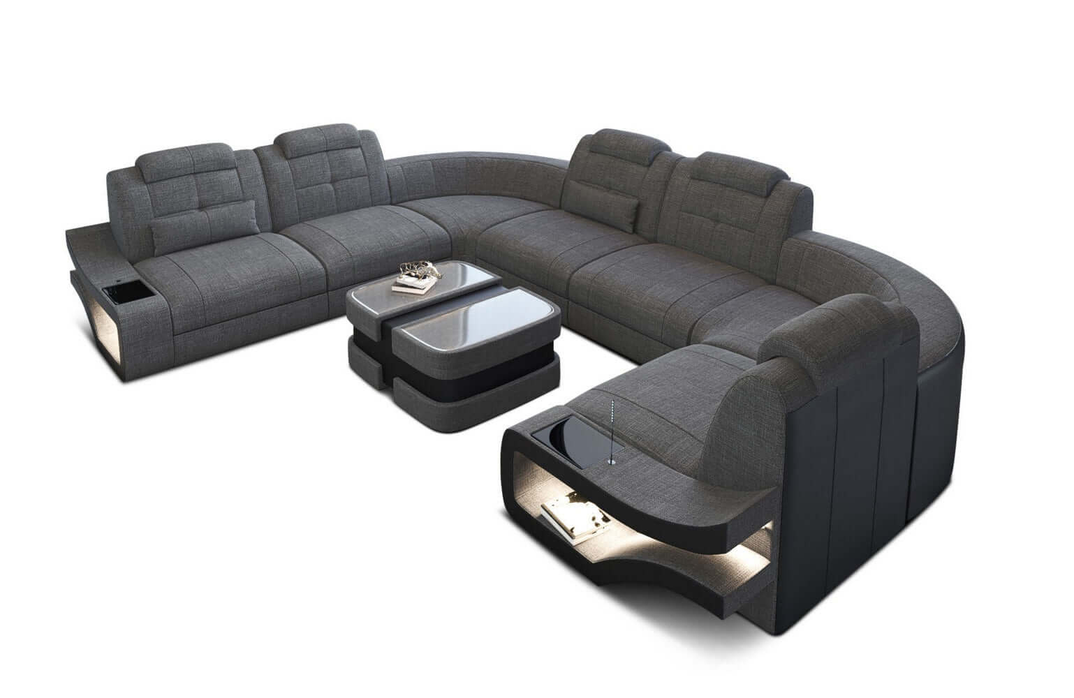 Polster-Wohnlandschaft Elena – Komfort & Stil Grau-Schwarz