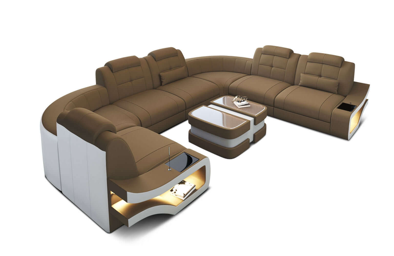 Polster-Wohnlandschaft Elena – Komfort & Stil Cappuccino-Weiß