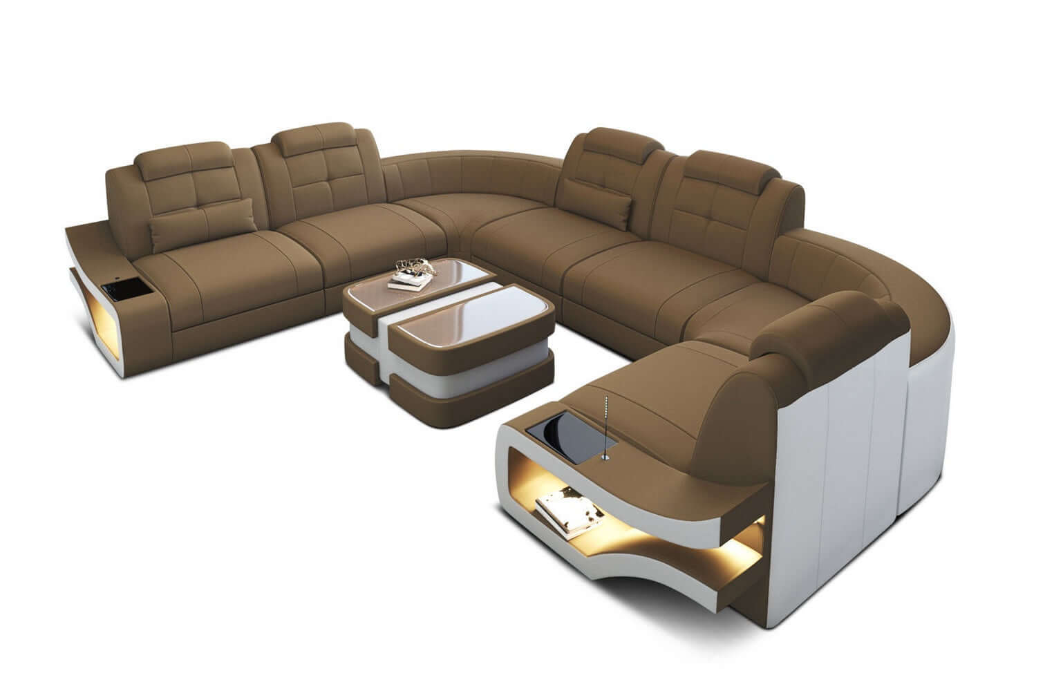 Polster-Wohnlandschaft Elena – Komfort & Stil Cappuccino-Weiß