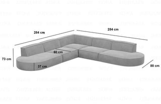 Stoff Ecksofa Alegranza L-Form Hellgrau
