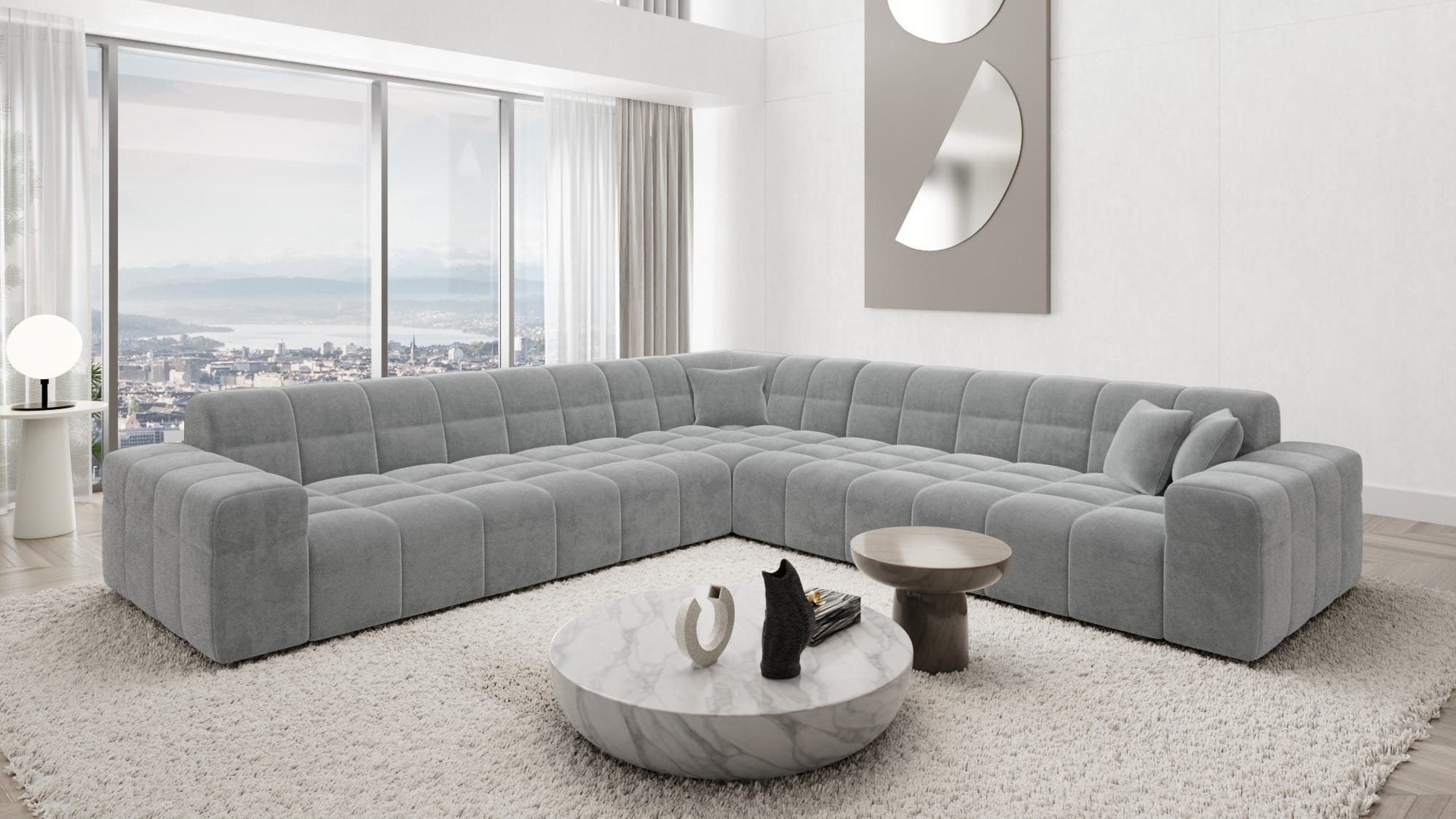 Ecksofa Ibiza Stoff – Modern & Bequem Hellgrau