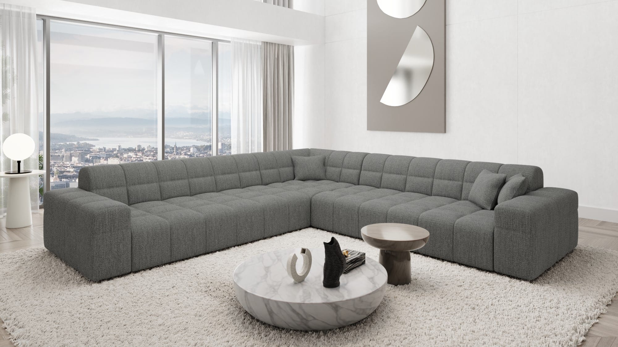 Ecksofa Ibiza Stoff – Modern & Bequem Dunkelgrau