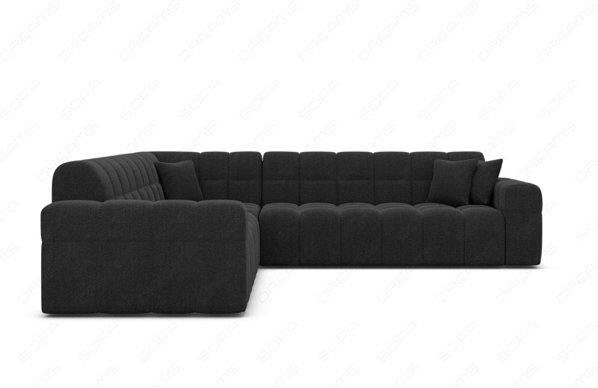 Couch Ibiza L-Form in Stoff Schwarz
