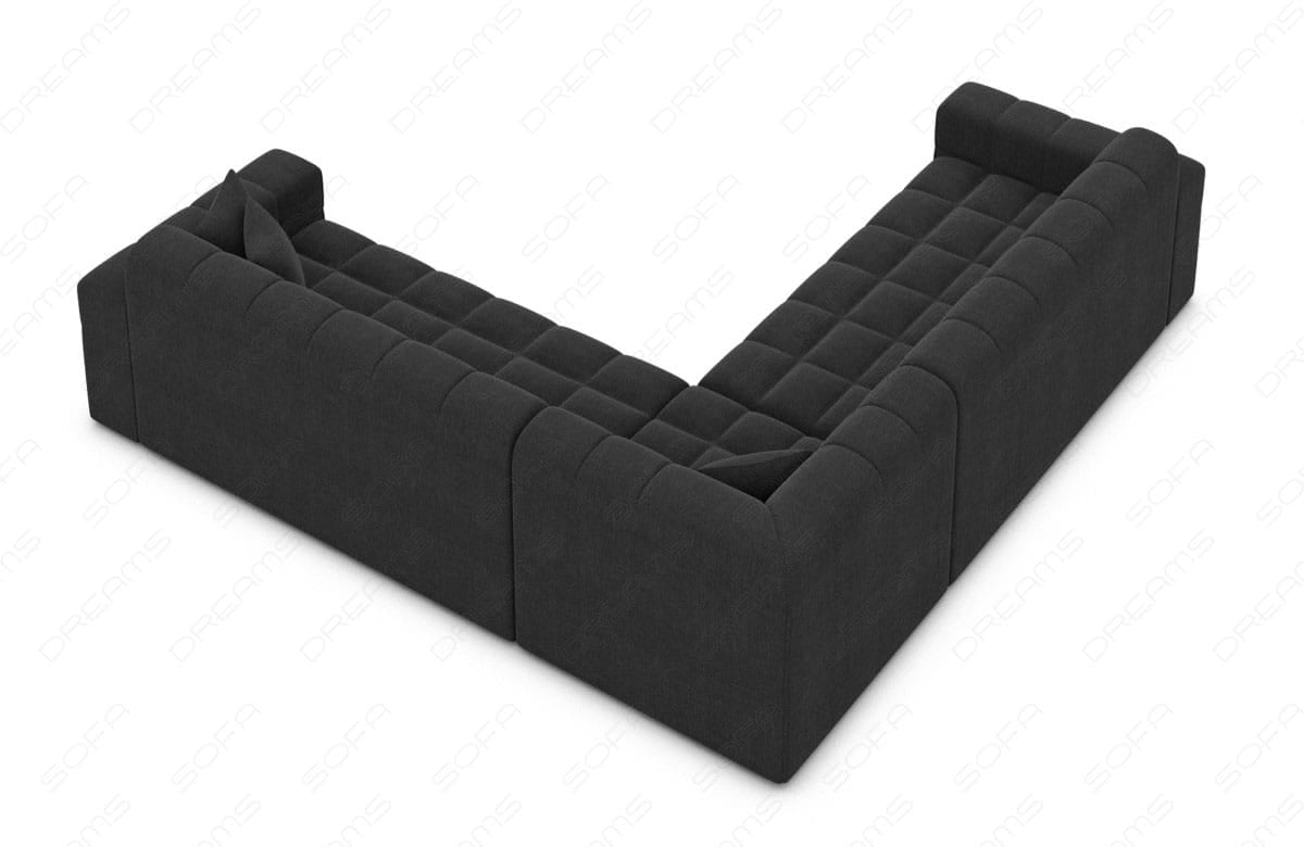 Couch Ibiza L-Form in Stoff Schwarz