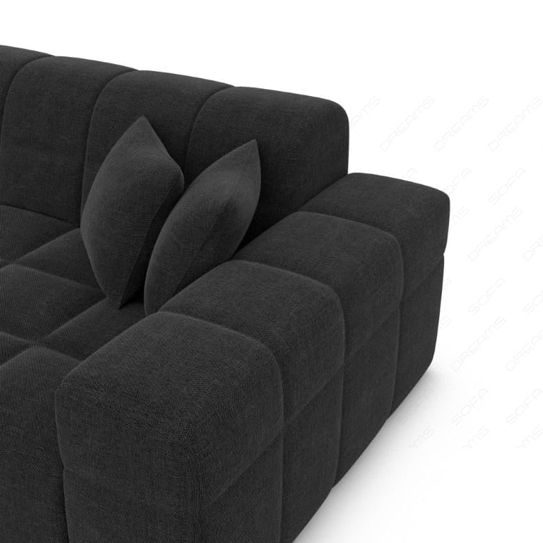 Couch Ibiza L-Form in Stoff Schwarz
