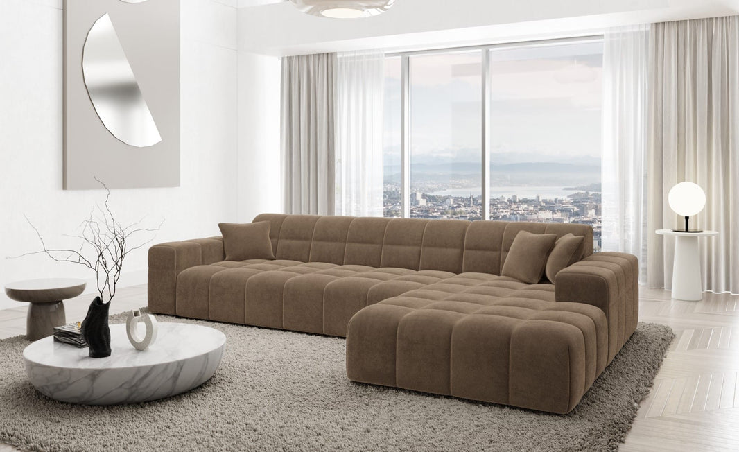 Couch Ibiza L-Form in Stoff Kurz