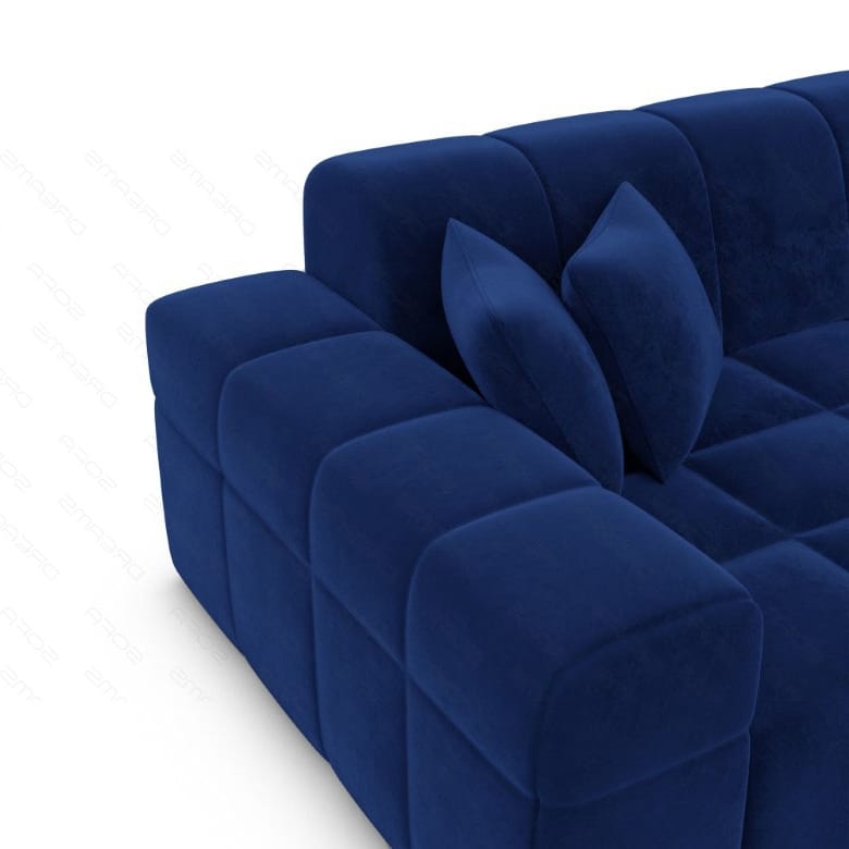 Couch Ibiza L Form in Stoff Kurz dunkelblau