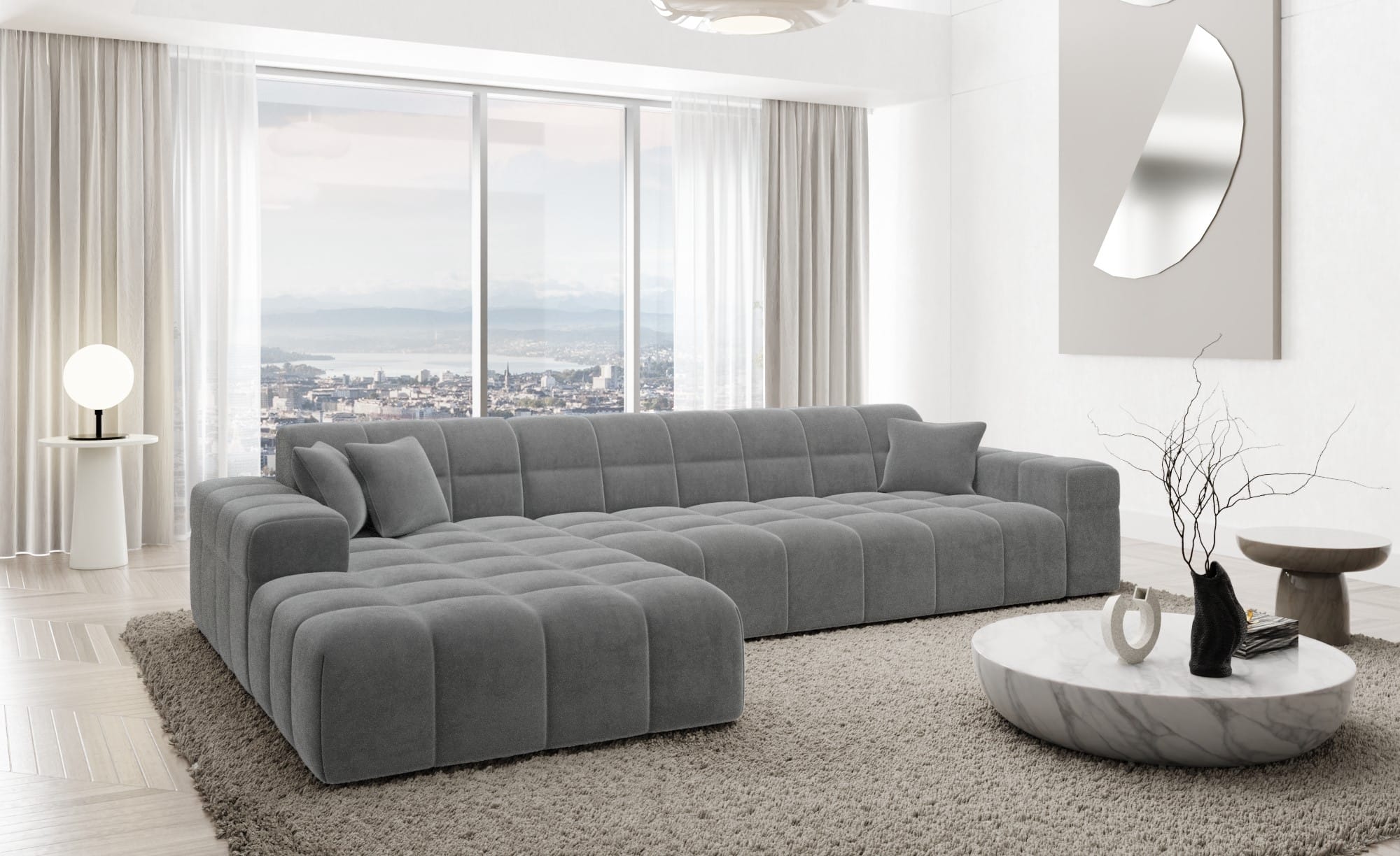 Polster Ecksofa Ibiza L-Kurz – Komfort & Design Dunkelgrau