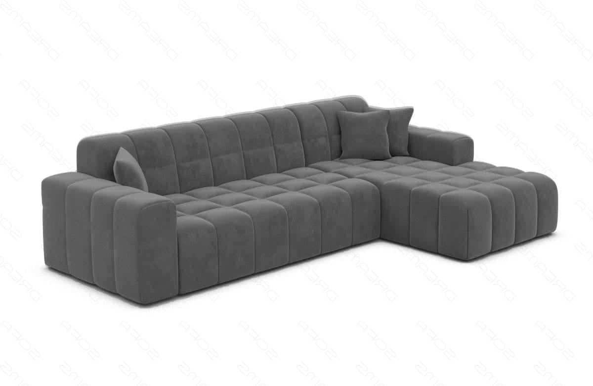 Couch Ibiza L Form in Stoff Kurz dunkelgrau