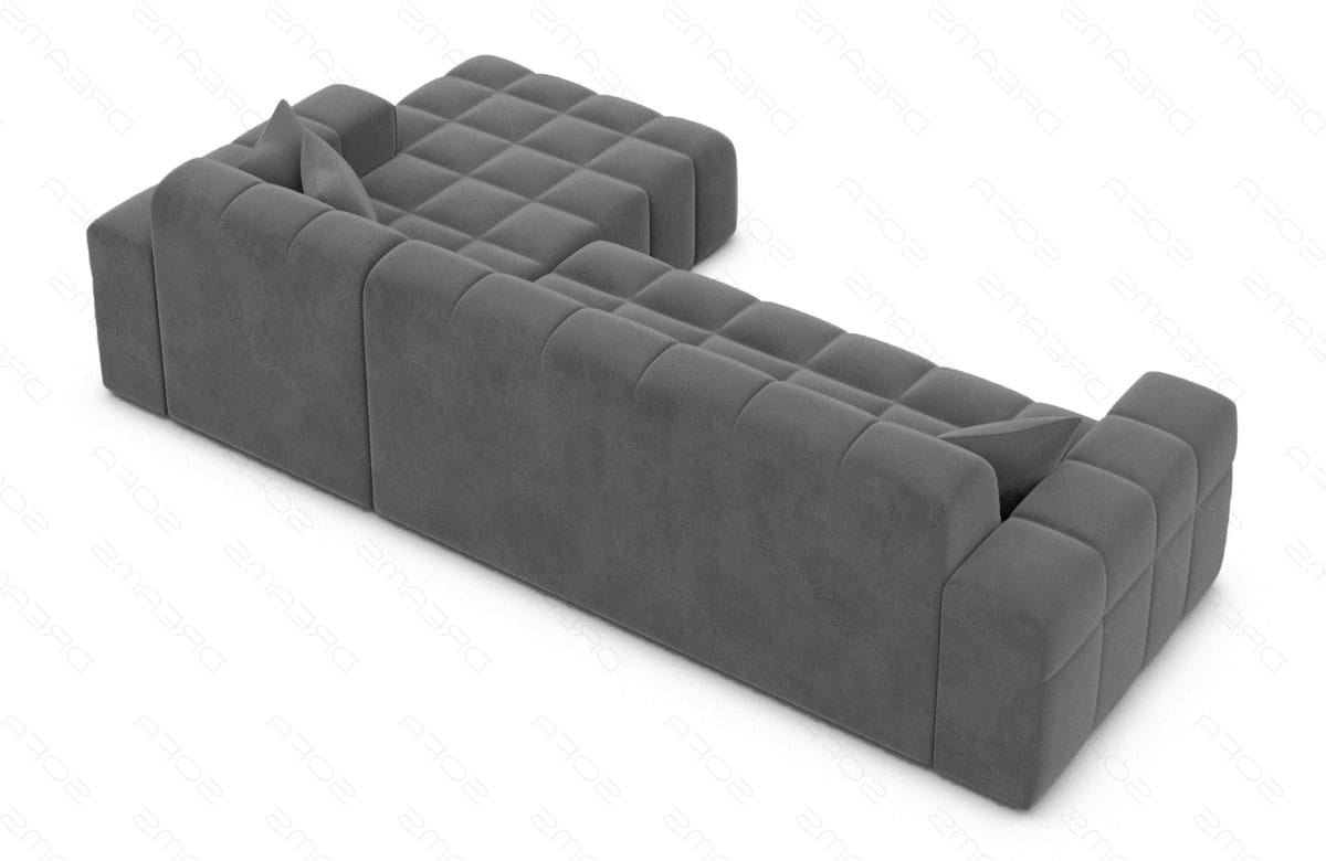 Couch Ibiza L Form in Stoff Kurz dunkelgrau