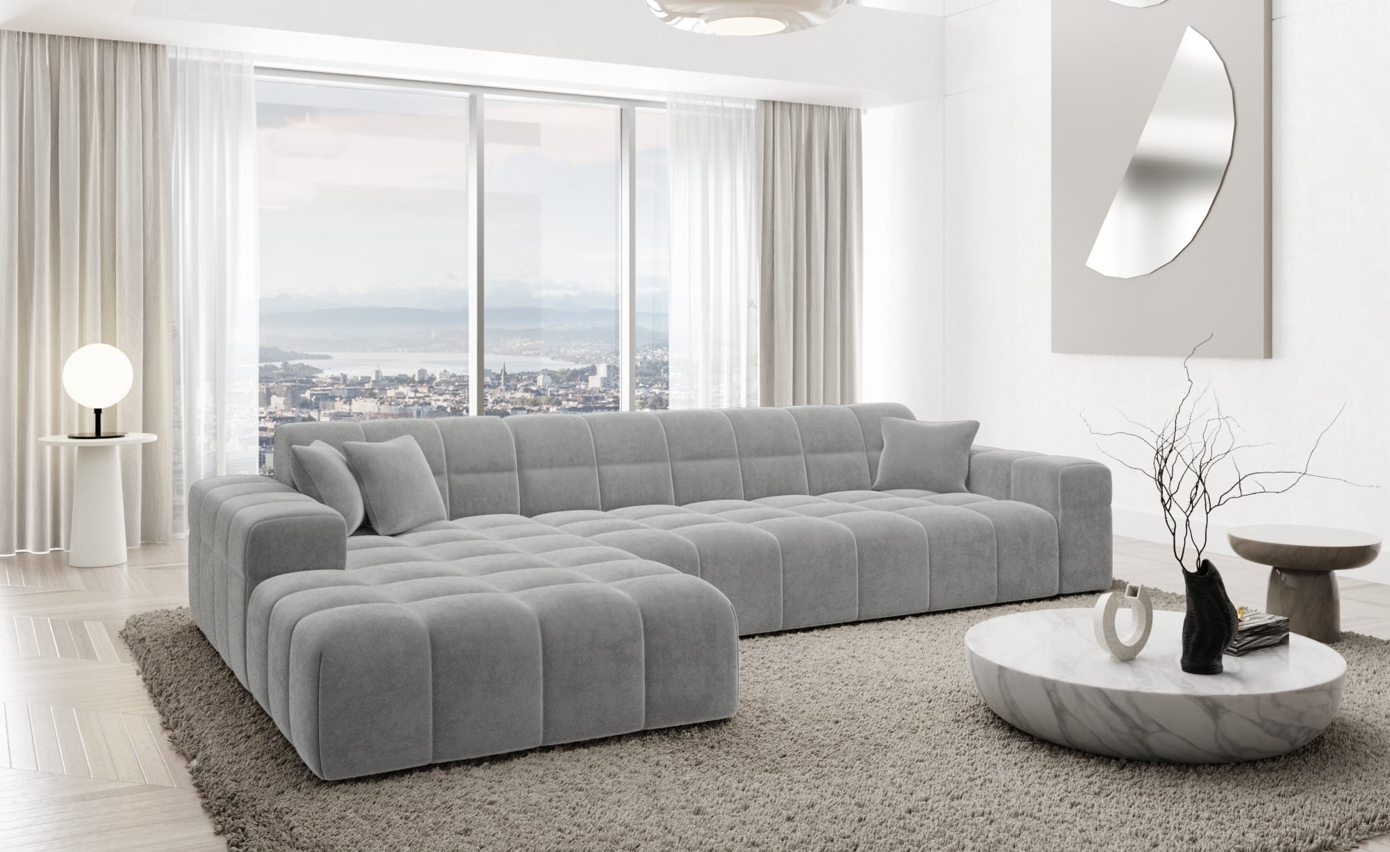 Polster Ecksofa Ibiza L-Kurz – Komfort & Design Hellgrau