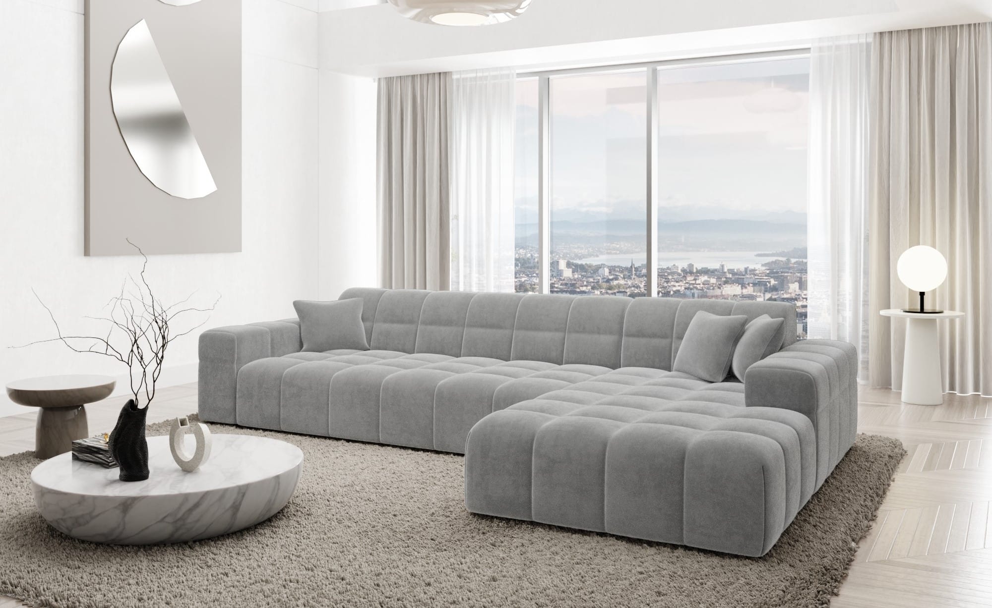 Polster Ecksofa Ibiza L-Kurz – Komfort & Design Hellgrau