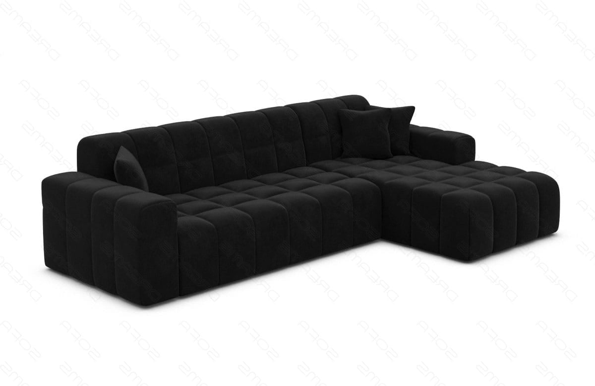 Couch Ibiza L Form in Stoff Kurz schwarz