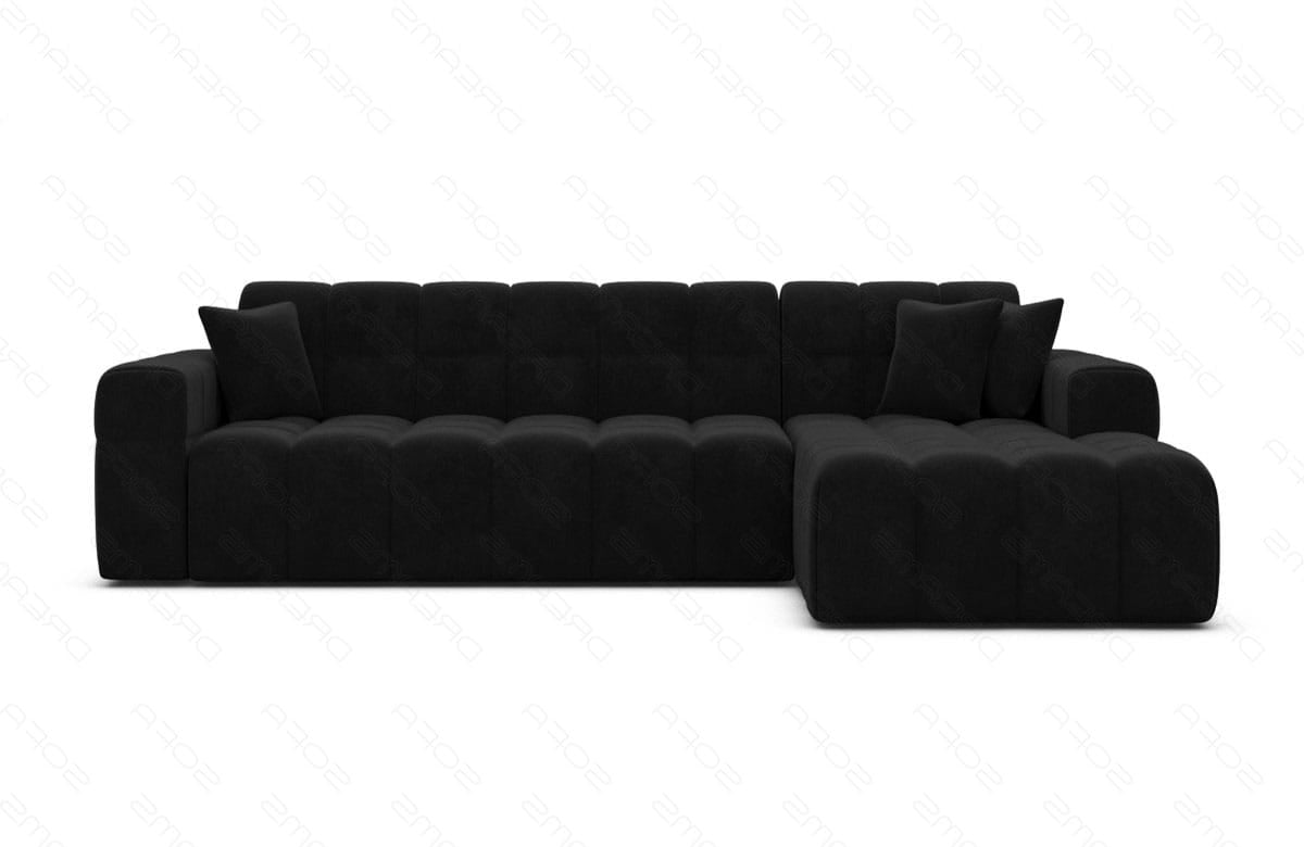 Couch Ibiza L Form in Stoff Kurz schwarz