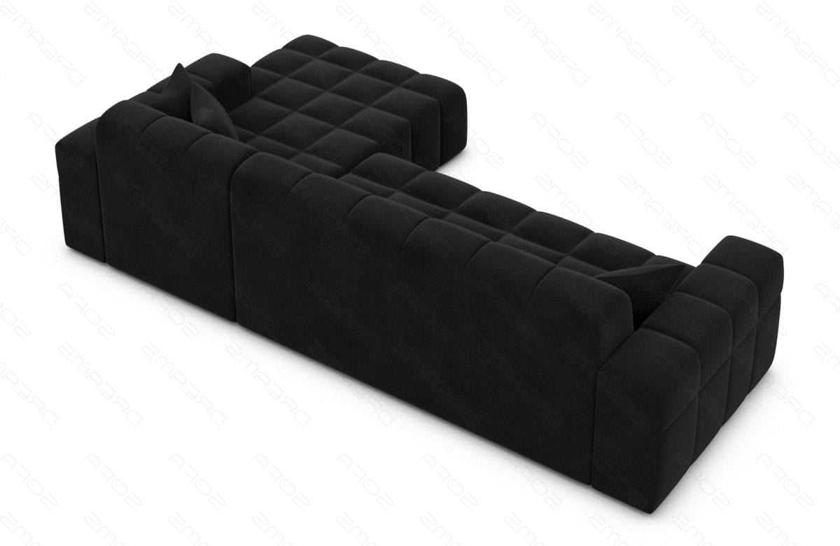 Couch Ibiza L Form in Stoff Kurz schwarz